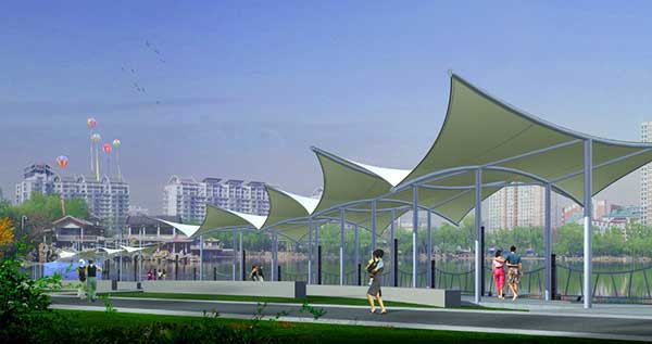 崇賢街道機(jī)關(guān)大院停車棚膜結(jié)構(gòu)